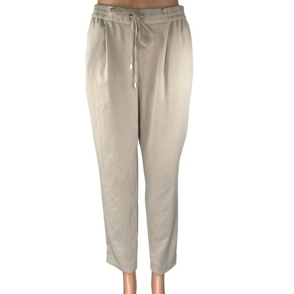 Zara Women's Beige High Waisted Pleated Drawstring Tapered Trousers Pants Size S - Picture 1 of 5
